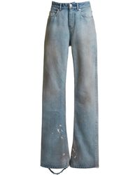 Balenciaga - Organic Distressed Cotton Wide-leg Jeans - Lyst