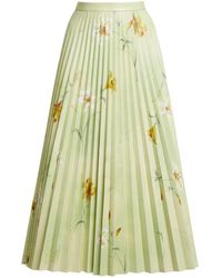 Balenciaga - Floral-printed Plisse Leather Midi Skirt - Lyst