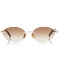 Gucci - Round-Frame Metal Sunglasses - Lyst