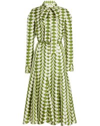 Oscar de la Renta - Belted Silk Twill Midi Shirt Dress - Lyst