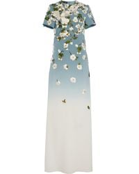Oscar de la Renta - Embroidered Stretch-Silk Gown - Lyst