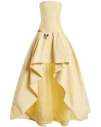 Monique Lhuillier - Strapless High-Low Cotton-Blend Mikado Ball Gown - Lyst