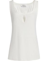 Victoria Beckham - Slit Cotton-Blend Tank Top - Lyst