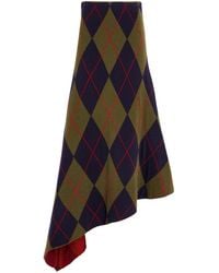 A.W.A.K.E. MODE - Asymmetric Argyle Wool-Cashmere Maxi Skirt - Lyst