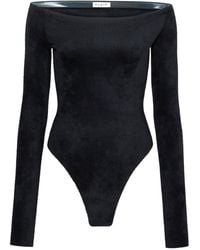 Alaïa - Velvet Off-the-shoulder Bodysuit - Lyst