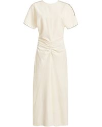 Victoria Beckham - Gathered Lace Cotton Midi Dress - Lyst