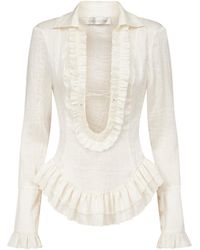 Ludovic de Saint Sernin - Duchesse Plunging Neckline Silk Top - Lyst
