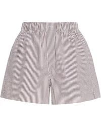 With Nothing Underneath - The Boxer Striped Cotton-Seersucker Shorts - Lyst
