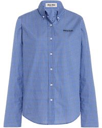 Miu Miu - Checked Cotton-poplin Shirt - Lyst