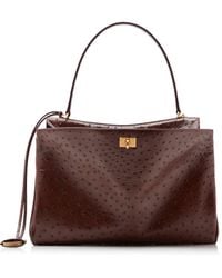 Balenciaga - Rodeo Medium Ostrich-Effect Leather Top Handle Bag - Lyst