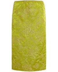 Saint Laurent - Floral Brocade Midi Skirt - Lyst