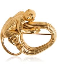 KHAITE - Monkey 18K-Plated Brass Brooch - Lyst