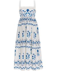Agua Bendita - Barbara Ventura Embellished Cotton Midi Dress - Lyst