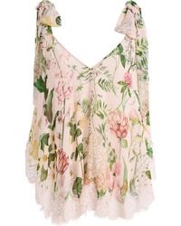 Cara Cara - Mari Lace-Trimmed Floral Silk-Chiffon Top - Lyst