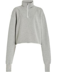 Les Tien - Haley Cropped Half-zip Cotton Sweatshirt - Lyst