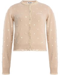 Miu Miu - Embellished Cashmere Cardigan - Lyst