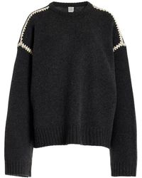 Totême - Embroidered Wool-cashmere Sweater - Lyst