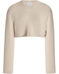 Courreges - Cropped Knit Cotton-linen Sweater - Lyst