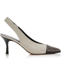 Chloé - Alba Two-Tone Studded Leather Slingback Pumps - Lyst