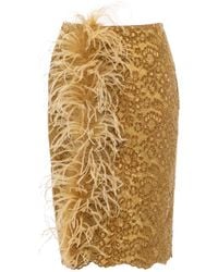 DES_PHEMMES - Feathered Lace Midi Skirt - Lyst
