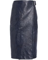 Bottega Veneta - Belted Embossed-leather Midi Pencil Skirt - Lyst