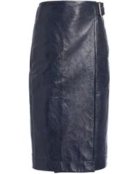 Bottega Veneta - Belted Embossed-leather Midi Pencil Skirt - Lyst