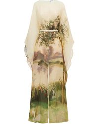 LEO LIN - Willow Kaftan Silk-Linen Maxi Dress - Lyst