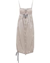 Miu Miu - Tie-detailed Silk Midi Dress - Lyst