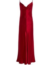 FFORME - Emi Draped Hammered-Satin Midi Slip Dress - Lyst