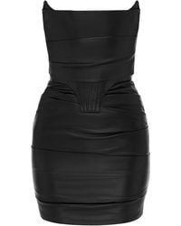 Alex Perry - Leather Corset Mini Dress - Lyst