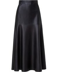 Akris - Flared Leather Midi Skirt - Lyst
