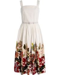 Adam Lippes - Hoban Rhododendron-Printed Cotton-Poplin Midi Dress - Lyst