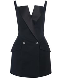 Givenchy - Wool Grain De Poudre Mini Tuxedo Dress - Lyst