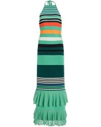 Christopher John Rogers - Ruffled Striped Cotton-Blend Halter Dress - Lyst