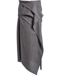 Victoria Beckham - Draped Wool Midi Skirt - Lyst