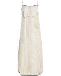 Prada - Striped Jersey Midi Dress - Lyst