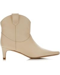 STAUD - Wally Western Leather Ankle Boots - Lyst