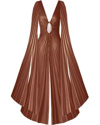 Georgia Hardinge - Dalliance Pleated Metallic Chiffon Maxi Dress - Lyst