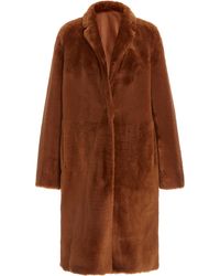 Yves Salomon Oversized Fur Jacket - Brown