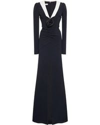 Alessandra Rich - Rosette-detailed Collared Cady Maxi Dress - Lyst