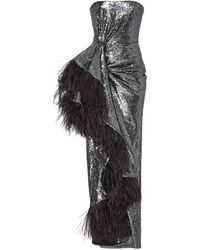 Prabal Gurung Feather-trimmed Sequined Crepe Gown - Black