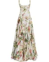 Oscar de la Renta - Floral & Fauna Silk Gazar Maxi Dress - Lyst