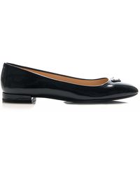Prada - Logo-detailed Leather Ballet Flats - Lyst