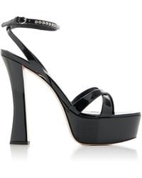 Miu Miu - Décolleté Crystal-embellished Leather Platform Sandals - Lyst