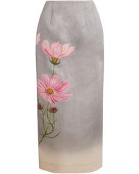 Oscar de la Renta - Cosmos Satin Pencil Midi Skirt - Lyst