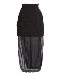 A.W.A.K.E. MODE - Basque Layered Virgin Wool-Blend Maxi Skirt - Lyst