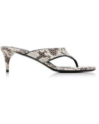 Alaïa - Infradito Snake-Effect Leather Thong Sandals - Lyst