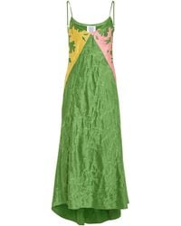 Rosie Assoulin - Embroidered Satin Jacquard Midi Slip Dress - Lyst