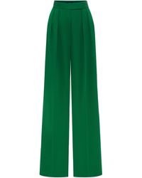 Alex Perry - High-rise Pleated Satin Crepe Wide-leg Pants - Lyst