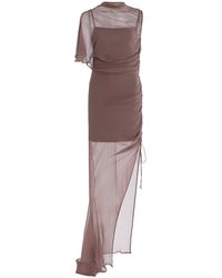 De La Vali - Asymmetric Silk-Chiffon Maxi Dress - Lyst